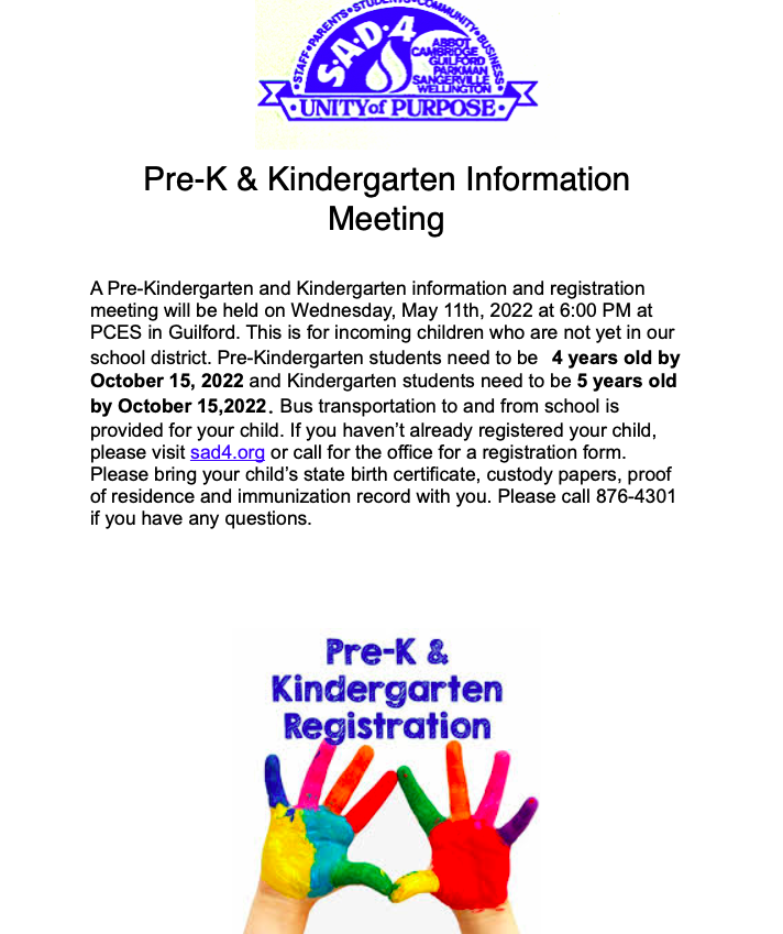 Pre-K & Kindergarten Information Meeting